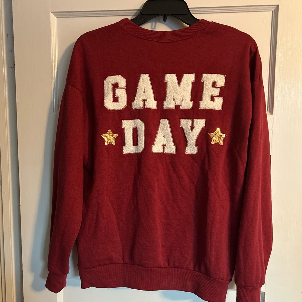Football bling Game Day sweatshirt, burgundy, M